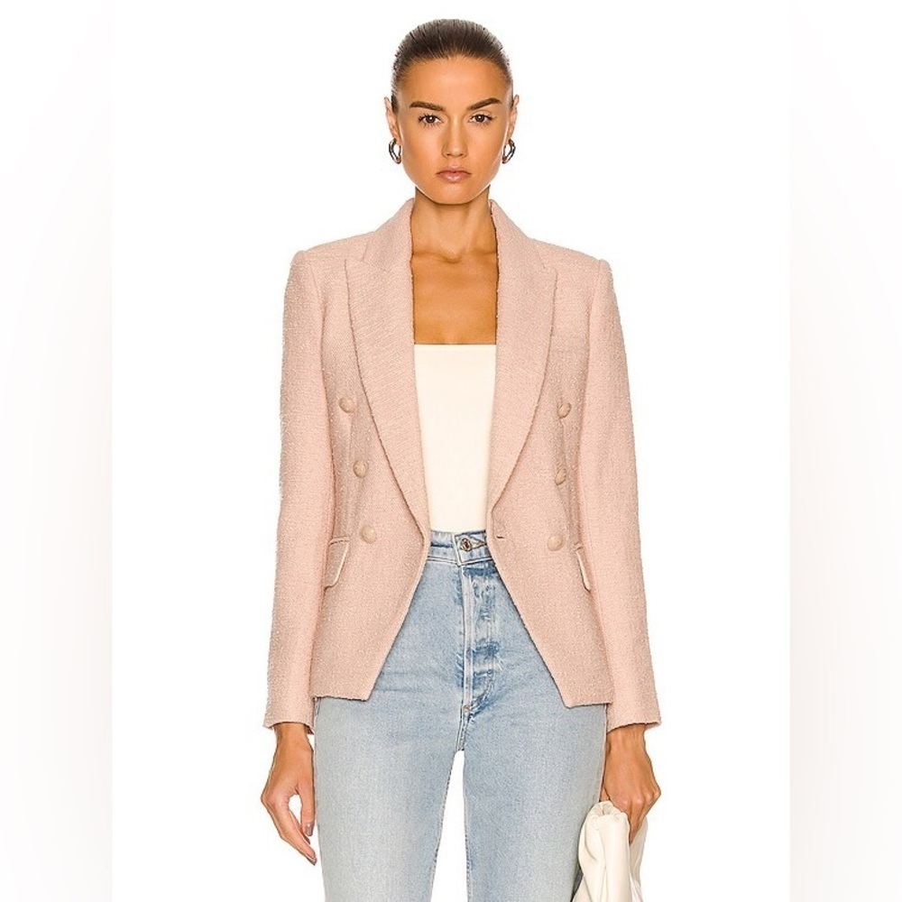 L'agence Kenzie Tweed Double Breasted‎ Light Pink BlazerJacket  Sz 6